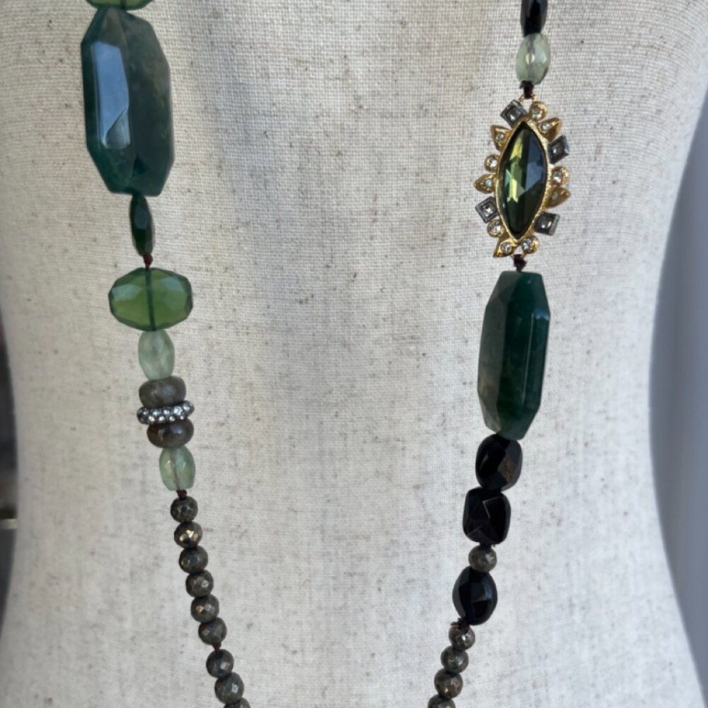 NWT ALEXIS BITTAR 50" Crystal & Stone Station Necklace - Picture 3 of 10